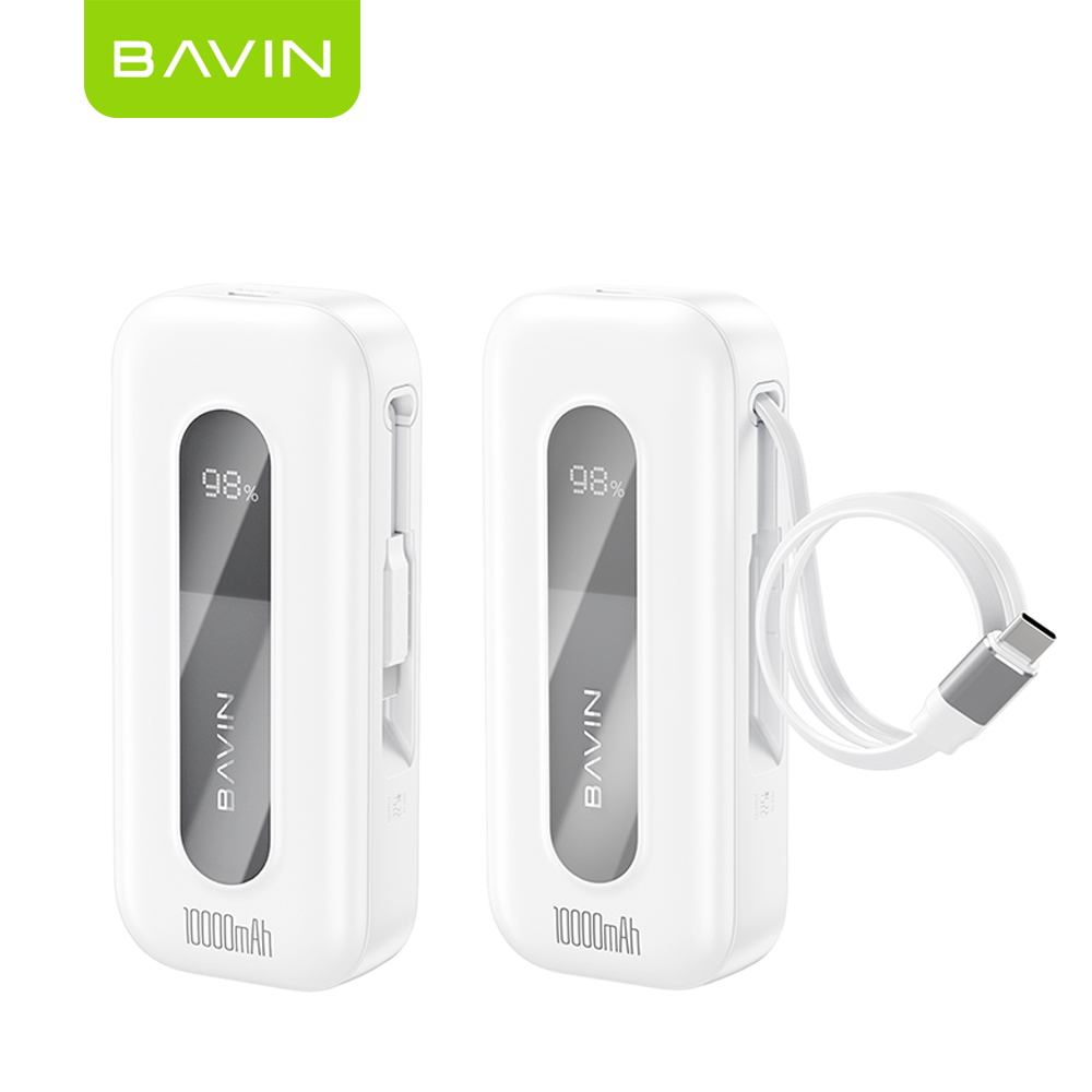 BAVIN Y-PC1115 10000mAh Fast Charging Powerbank w/ Built-In Cable