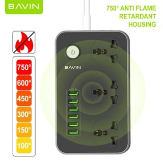 BAVIN C-S-3604 Universal Power Hub w/ 3 Outlets & 6 USB Fast Charging Ports