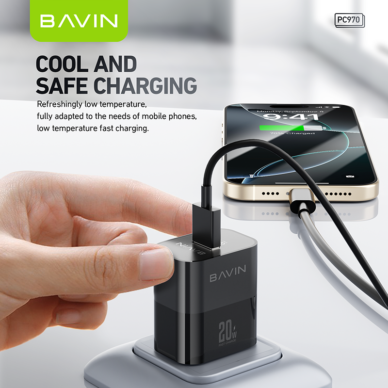 BAVIN C-PC970-XX 20W Fast Charger, QC3.0 for Micro USB, iPh & Type-C Devices