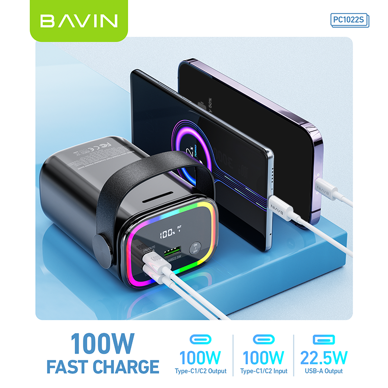 BAVIN Y-PC1022 30000mAh Fast Charging for Laptop Charging + Dual Output Port