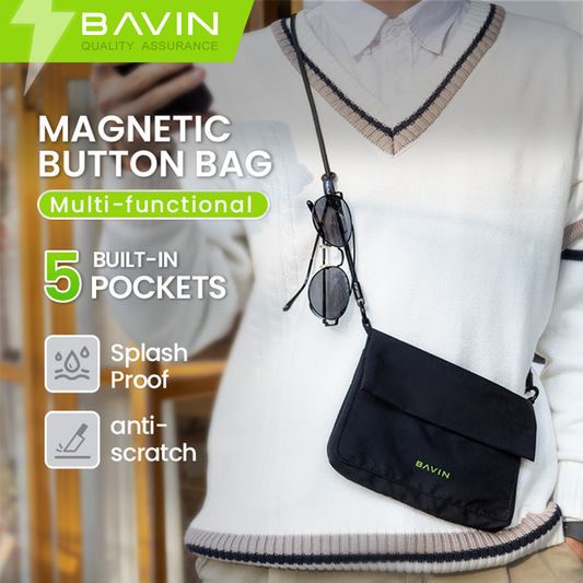 BAVIN E-BE18 Ultra-Thin Hanging Grid Bag w/Magnetic Buckle 5 Pockets &  Splash-Proof Design