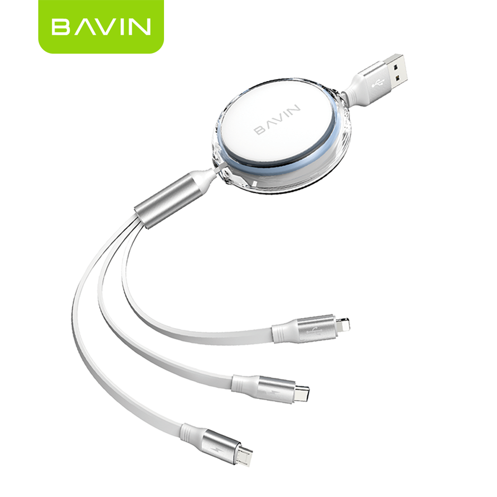 BAVIN U-CB371-3 3-in-1 Retractable Wired Charging Cable