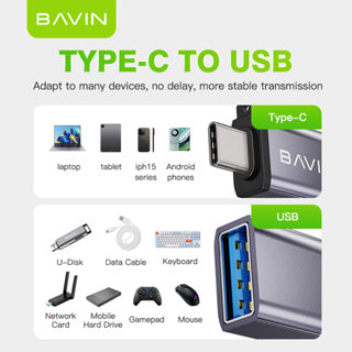 BAVIN U-O8-C OTG Adapter w/ Fast Data Transfer for iPhone 16 & Type-C Devices