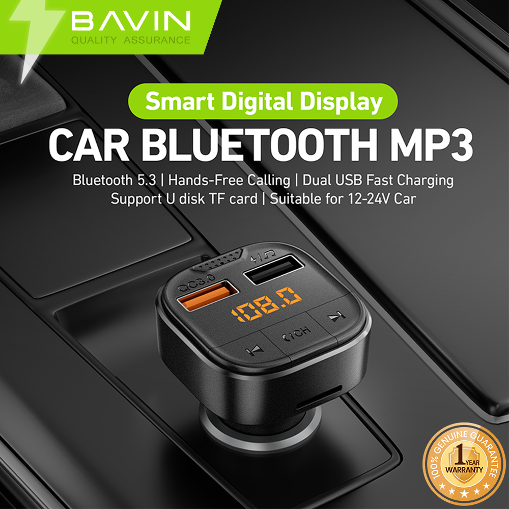 BAVIN C-C-PC2011 18W Dual USB Car Charger w/ LED Display & Bluetooth MP3