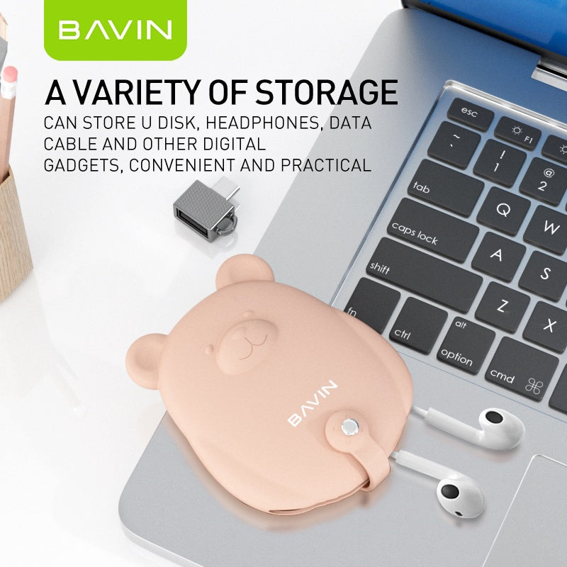 BAVIN G-HX857 Mini Bear Cable & Earphone Organizer w/ Gift Bag