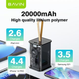 BAVIN Y-PC1010S 20000mAh Fast Charging Powerbank w/ Creative Transparent Shell
