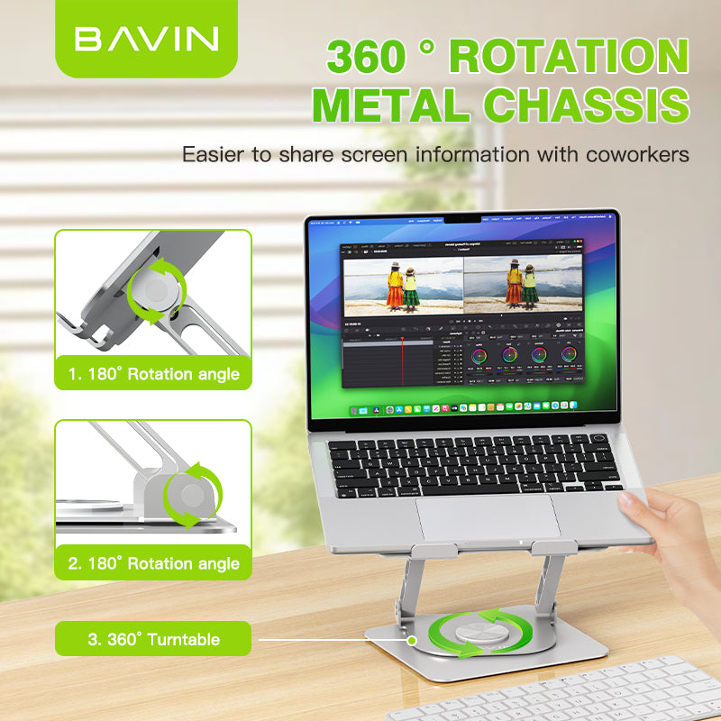 BAVIN D-S-PS51 Adjustable Aluminum Laptop (10-17") Stand w/ 360° Rotation