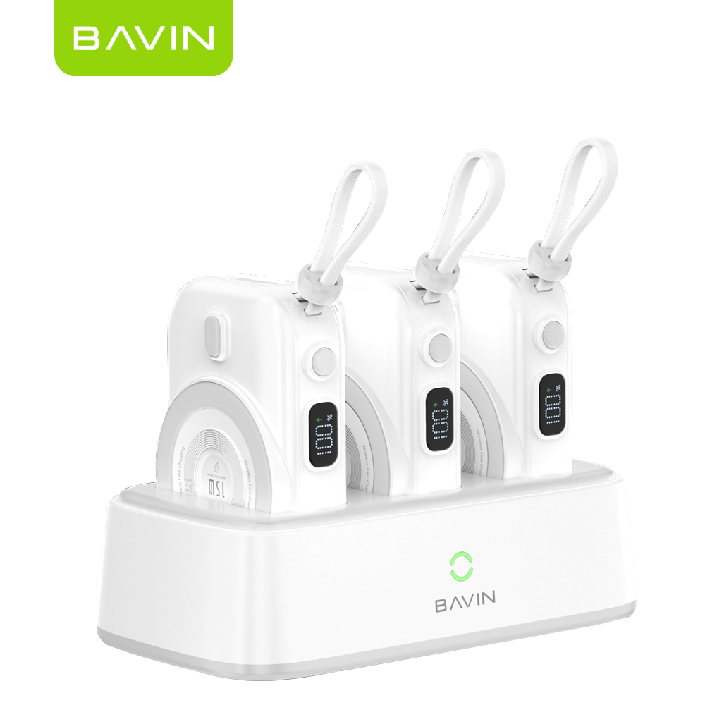 BAVIN Y-PC1130 10000mAh Docking Station Magnetic Wireless Powerbank w/ Built-in Cable