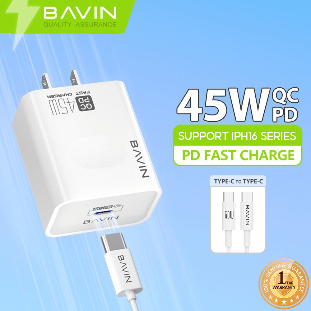 BAVIN C-PC800 45W PD Type-C Fast Charger for iPhone 16 & Laptops
