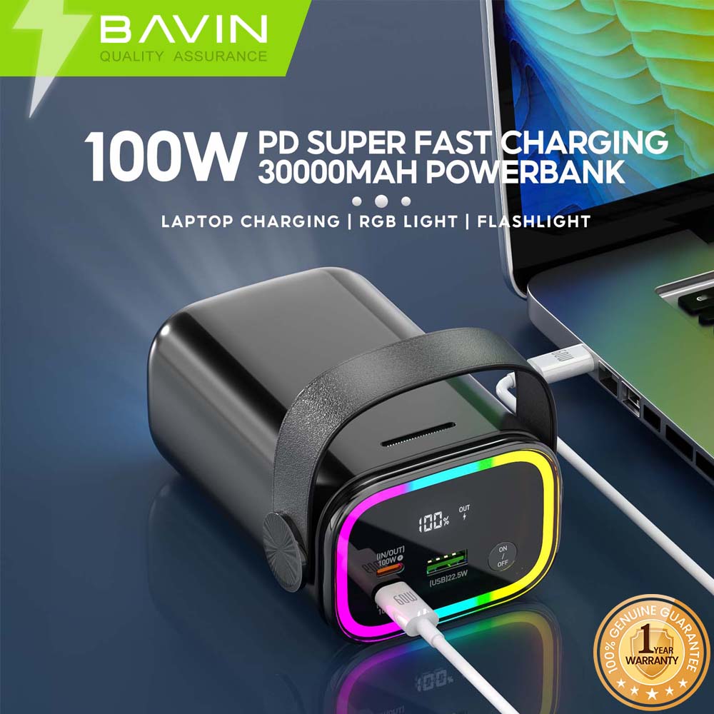 BAVIN Y-PC1022 30000mAh Fast Charging for Laptop Charging + Dual Output Port