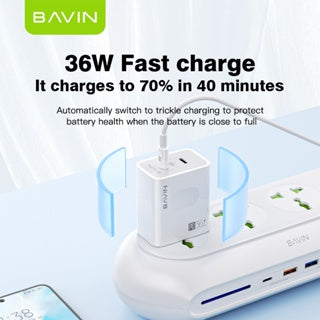 BAVIN C-PC859-XX 36W Dual Port Fast Charger w/ Data Cable