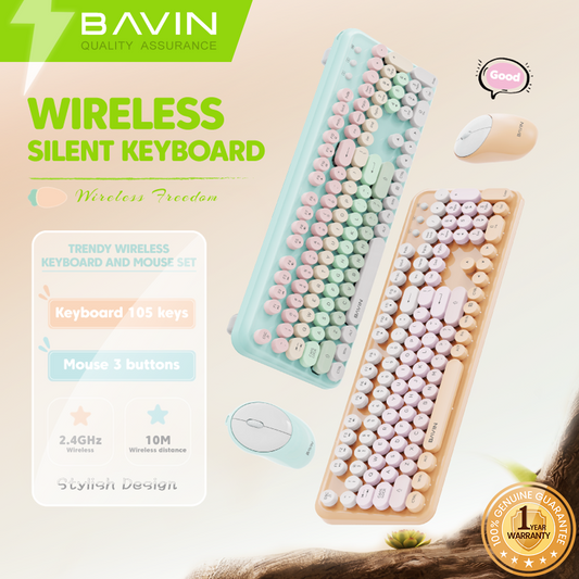 BAVIN G-K-990 2.4G Wireless Keyboard & Mouse for Laptop, Tablet & Phone