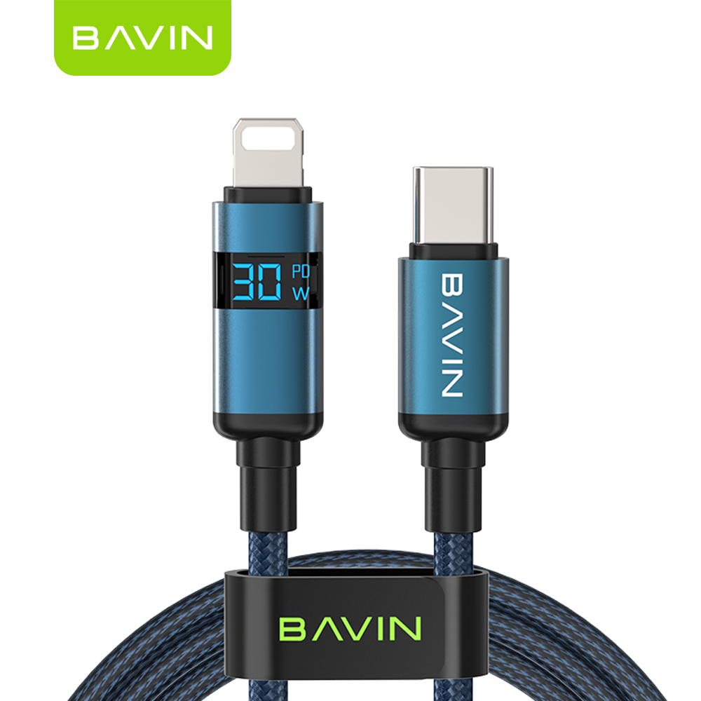 BAVIN CB368 100W PD Super Fast Charging Nylon Braided Data Cable w/ Digital Power Display For Laptop & Phones