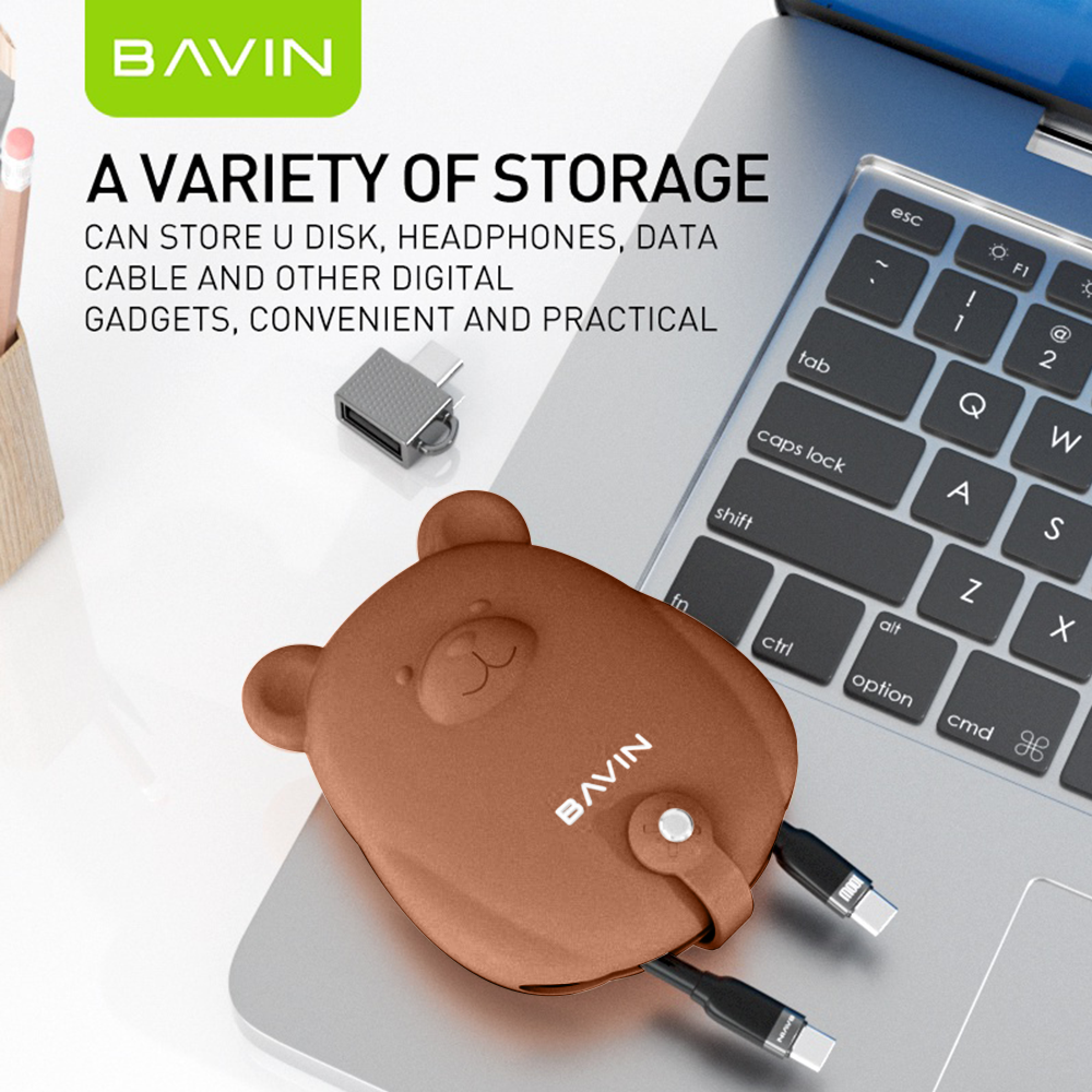 BAVIN D-BE03 Mini Bear Storage Bag for Data Cables & Earphones