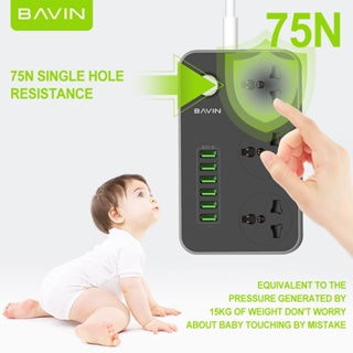 BAVIN C-S-3604 Universal Power Hub w/ 3 Outlets & 6 USB Fast Charging Ports