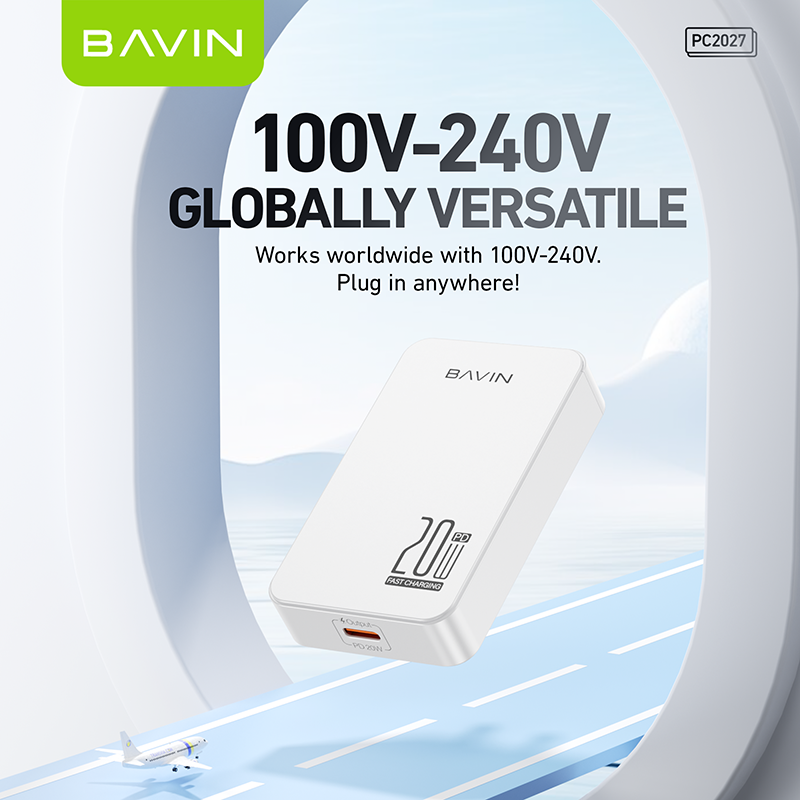 BAVIN C-PC2027-XX 20W Ultra-Slim USB-C Fast Charger w/ Foldable AC Plug & iPhone16 Cable