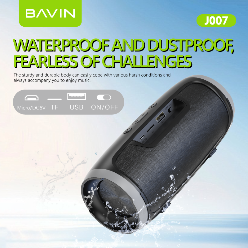 BAVIN DV-J007 Portable Splashproof Bluetooth Speaker w/ TF & USB Port