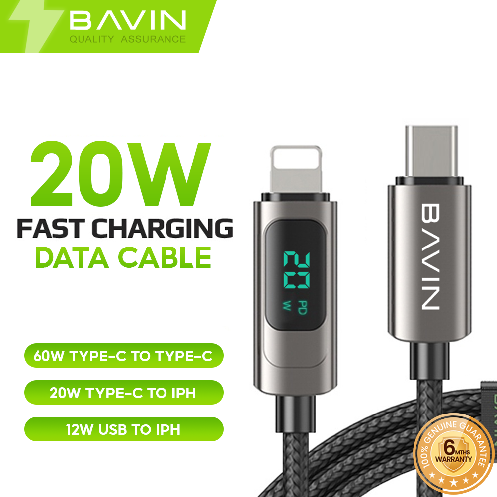 BAVIN U-CB255 Fast Charger Durable Data Cable 12W to 60W PD Fast Charg