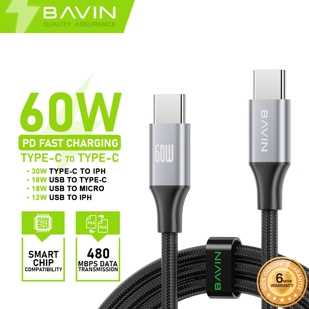 BAVIN U-CB201-XX QC3.0 Fast Charging 0.5 / 1 / 1.5 / 2MCable Nylon Braided Wire For iPh Micro & Type-C