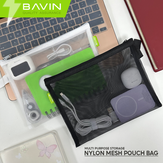 BAVIN E-BE17 Multi-functional Nylon Mesh Pouch Organizer w/ Zipper for Travel