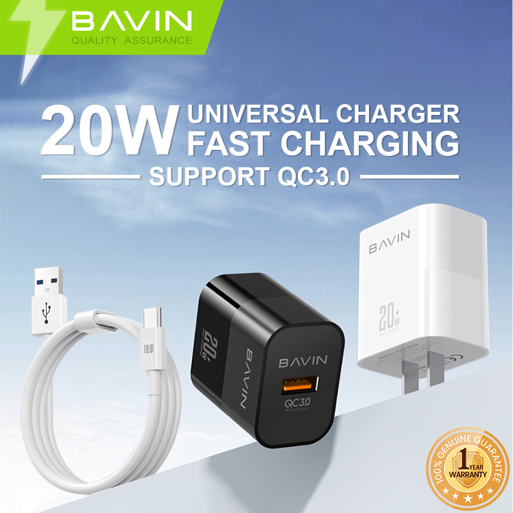 BAVIN C-PC970-XX 20W Fast Charger, QC3.0 for Micro USB, iPh & Type-C Devices