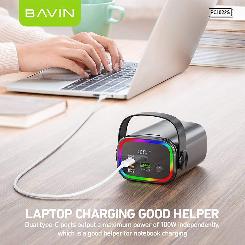 BAVIN Y-PC1022 30000mAh Fast Charging for Laptop Charging + Dual Output Port