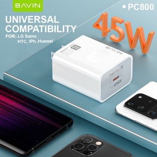 BAVIN C-PC800 45W PD Type-C Fast Charger for iPhone 16 & Laptops