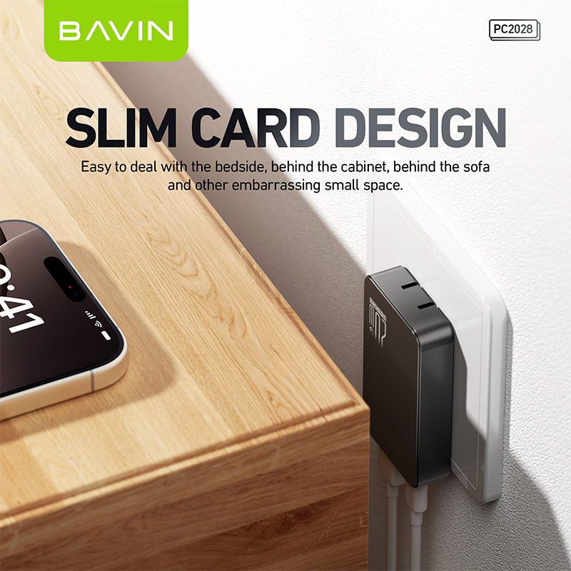 BAVIN C-PC2028-XX 20W Ultra-Slim Fast Charger w/ QC3.0, Dual USB & Type-C, Bendable AC Plug