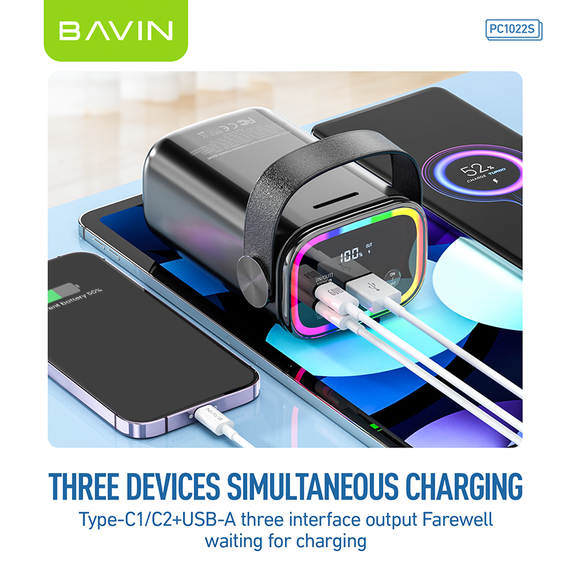 BAVIN Y-PC1022 30000mAh Fast Charging for Laptop Charging + Dual Output Port