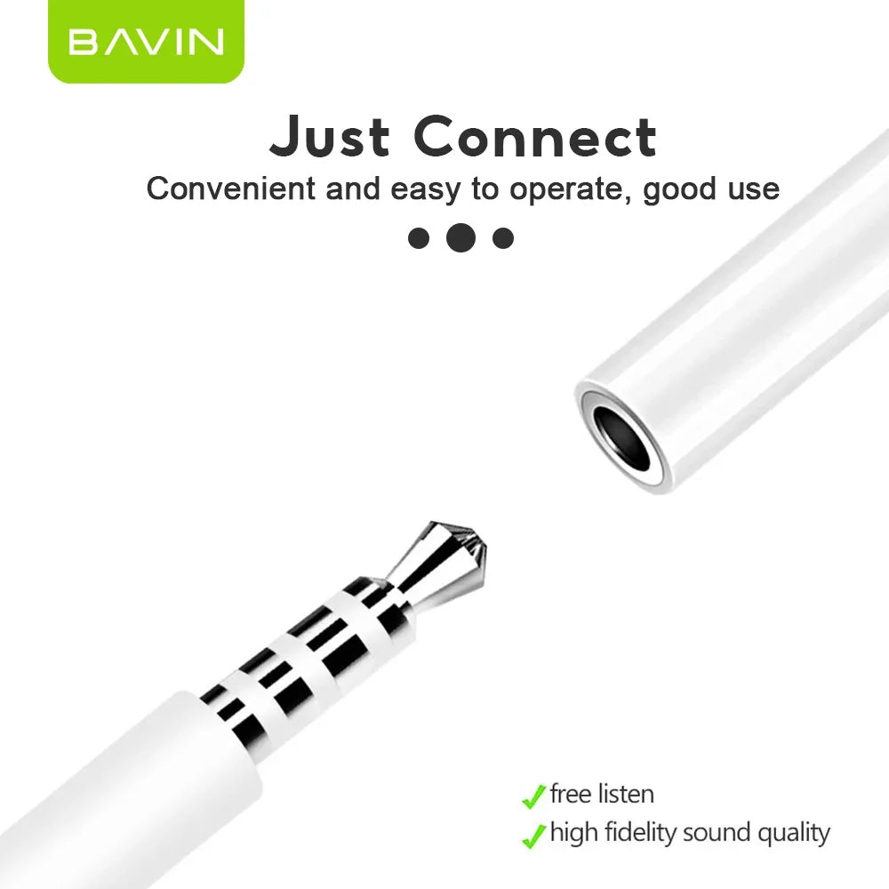 BAVIN H-3.5-AUX19 Splitter Adapter Cable for iPhone to 3.5mm w/ Voice & Wire Control