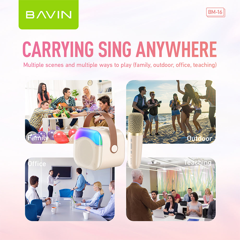 BAVIN DV-BM16 Portable Karaoke Bluetooth Wireless Speaker w/ Microphone