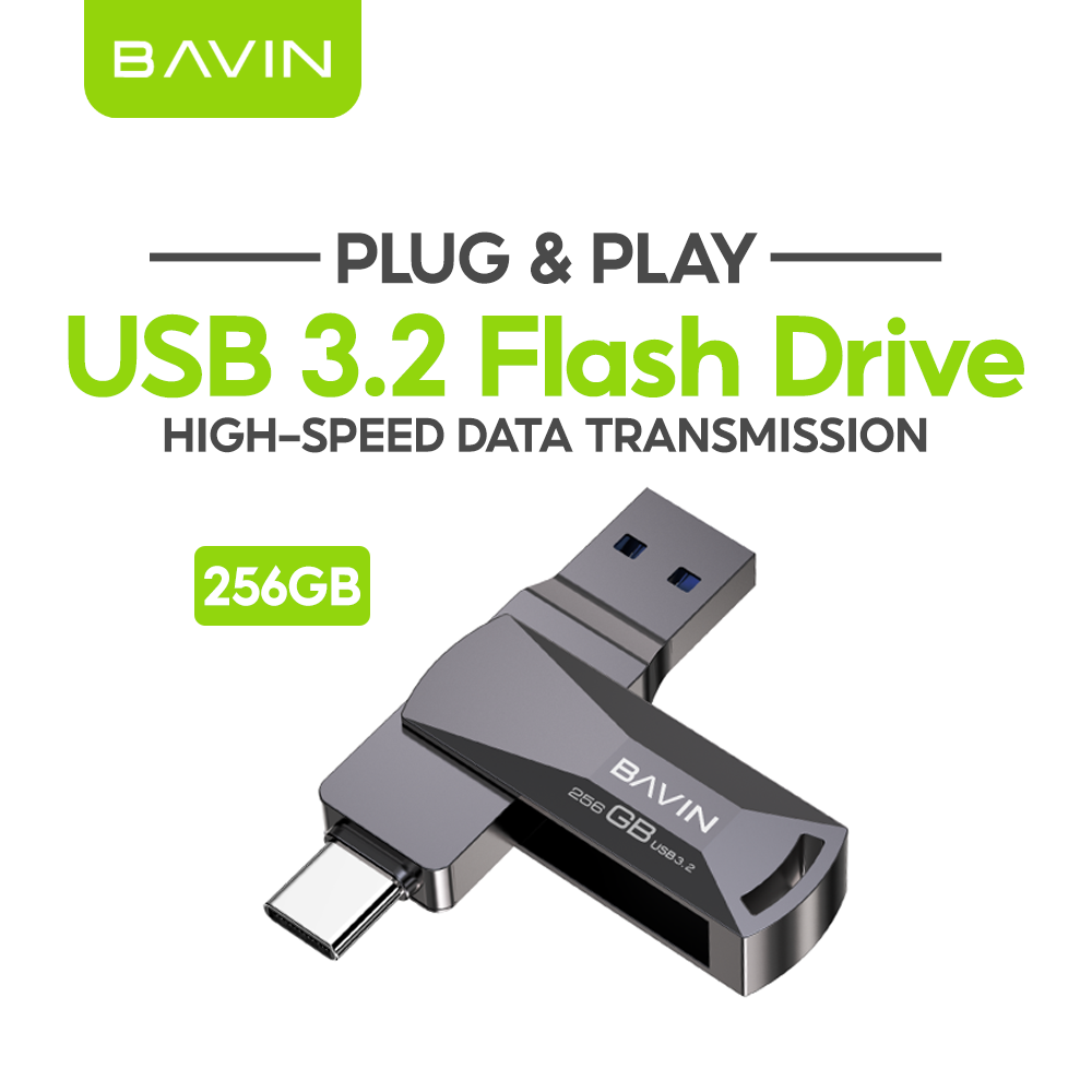 BAVIN UF-02-XX Dual Interface USB 3.2 & Type-C Flash Drive for Faster High-Speed Plug & Play Data Transfer
