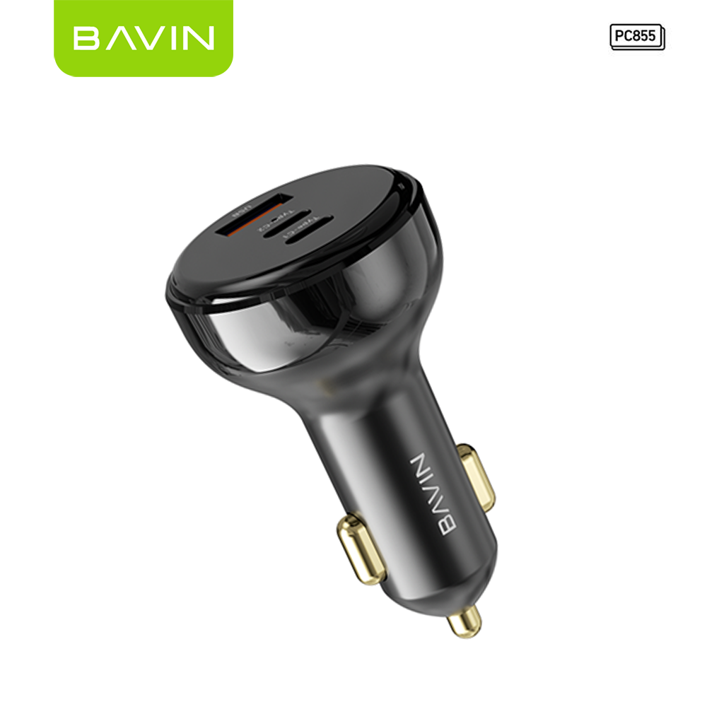 BAVIN C-C-PC855 105W Car Charger W/ Dual USB-C & USB Ports