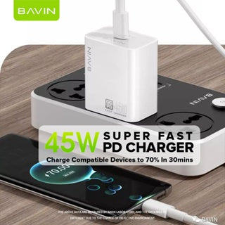 BAVIN C-PC800 45W PD Type-C Fast Charger for iPhone 16 & Laptops