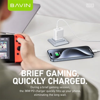 BAVIN C-PC909 36W Dual Port Fast Charger Compatible for Laptop & iPhone 15
