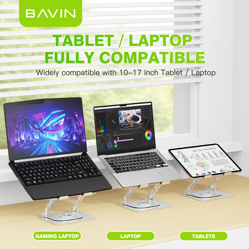 BAVIN D-S-PS51 Adjustable Aluminum Laptop (10-17") Stand w/ 360° Rotation