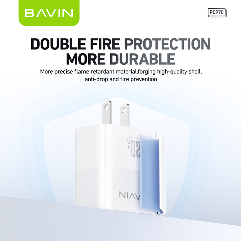BAVIN C-PC970-XX 20W Fast Charger, QC3.0 for Micro USB, iPh & Type-C Devices