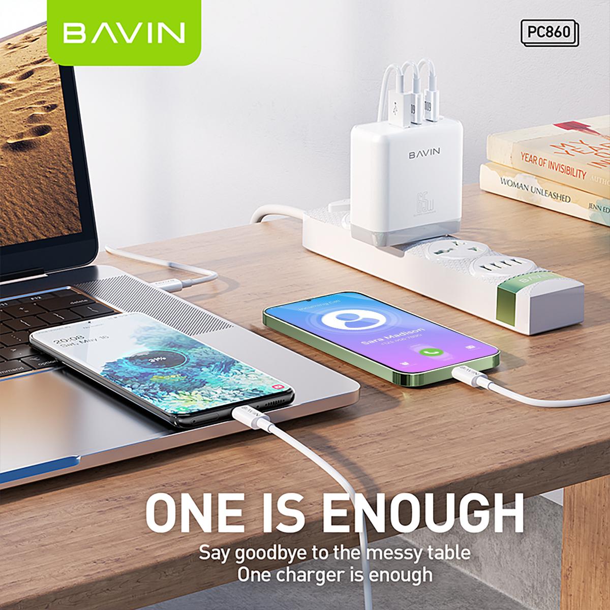 BAVIN PC860 65W GaN Multi-Port Fast Charging Adapter