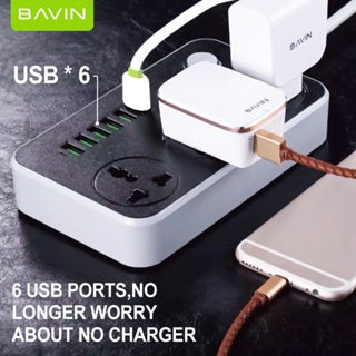 BAVIN C-S-3604 Universal Power Hub w/ 3 Outlets & 6 USB Fast Charging Ports