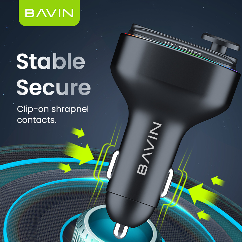 BAVIN C-C-PC2012 30W Car Charger & MP3 Player w/ Fast Charge & RGB Lighting