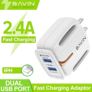 BAVIN C-PC265-I 2.4A Dual USB Fast Wall Charger w/ iPhone Cable