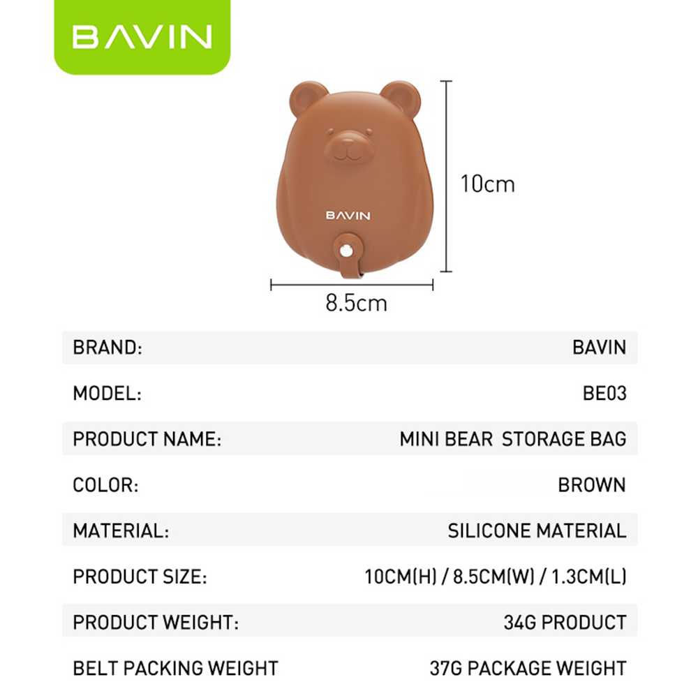 BAVIN D-BE03 Mini Bear Storage Bag for Data Cables & Earphones