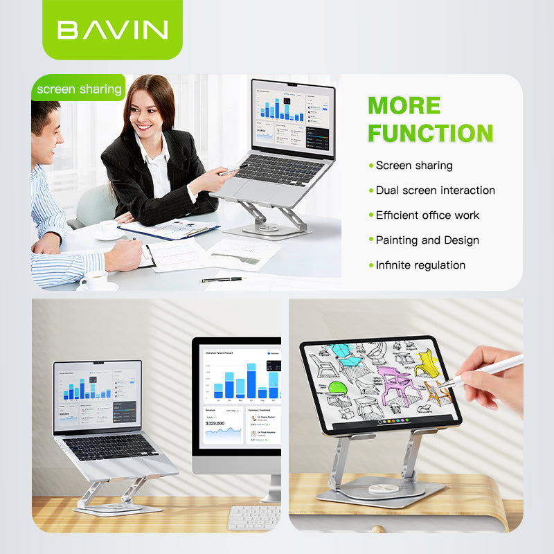 BAVIN D-S-PS51 Adjustable Aluminum Laptop (10-17") Stand w/ 360° Rotation