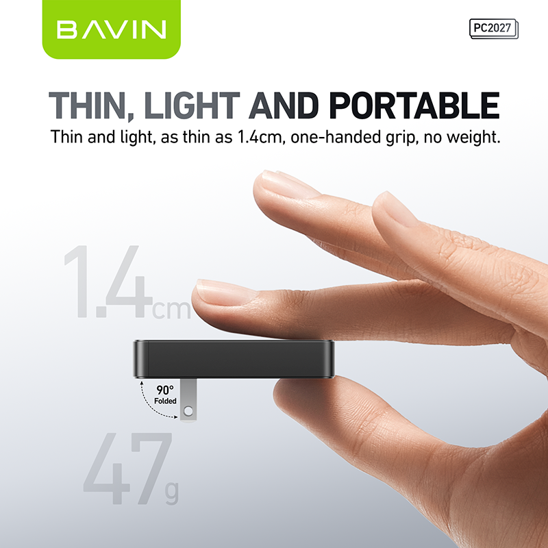 BAVIN C-PC2027-XX 20W Ultra-Slim USB-C Fast Charger w/ Foldable AC Plug & iPhone16 Cable