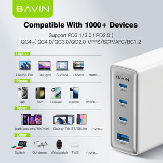 BAVIN C-PC936 140W GaN Fast Multi-Port Charger for Laptop, Phone & Tablet