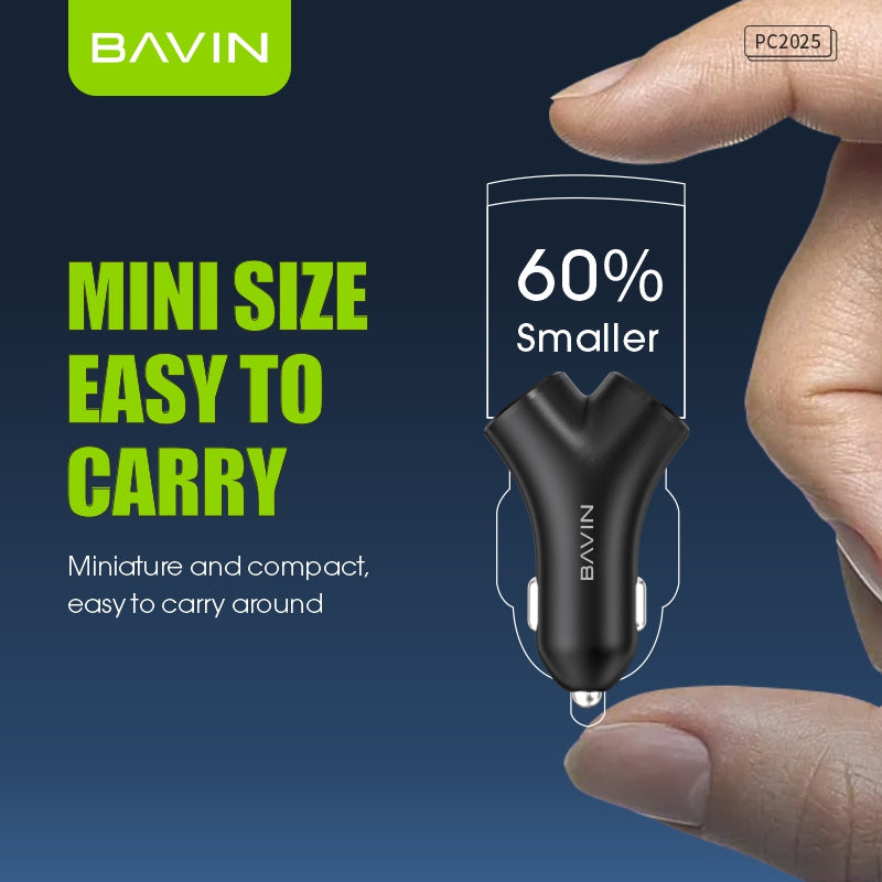 BAVIN C-C-PC2025 30W PD Fast Car Charger w/ 4 Ports (Dual USB & Type-C)