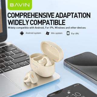 BAVIN HB-BA-63 HiFi Open-Ear TWS Bluetooth Earbuds w/ Long Battery Life & Built-In Microphone