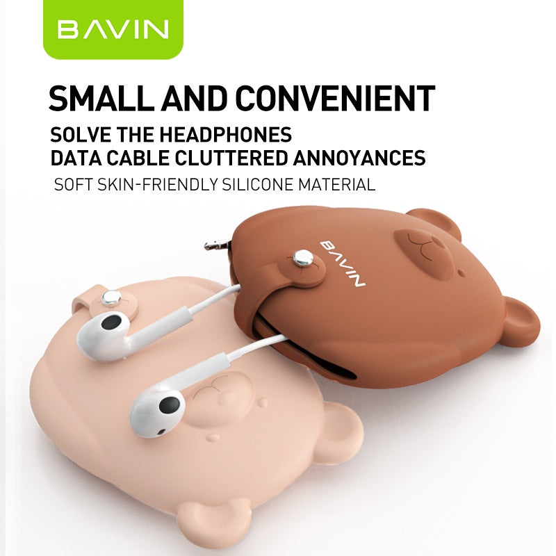 BAVIN G-HX857 Mini Bear Cable & Earphone Organizer w/ Gift Bag