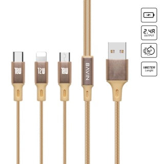 BAVIN U-CB076-3 3in1 Nylon Braided Fast Charging Cable for Micro USB iPh & Type-C