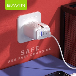 BAVIN C-PC265-I 2.4A Dual USB Fast Wall Charger w/ iPhone Cable